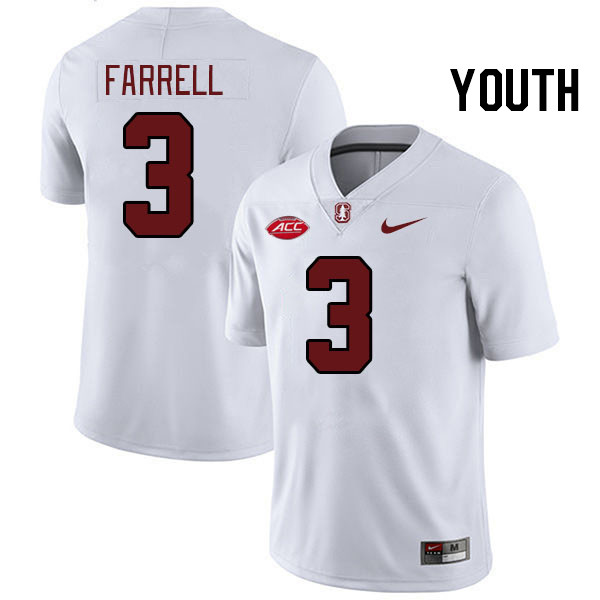 Youth #3 Bryce Farrell Stanford Cardinal 2024 ACC Conference College Football Jerseys Stitched-White